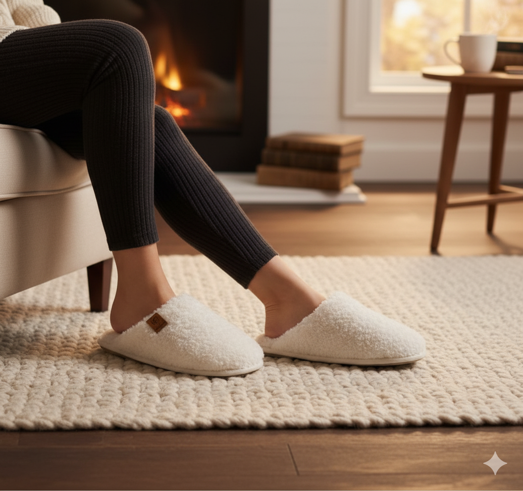 EverFoams Women's Fuzzy Slip-on Memory Foam Slippers